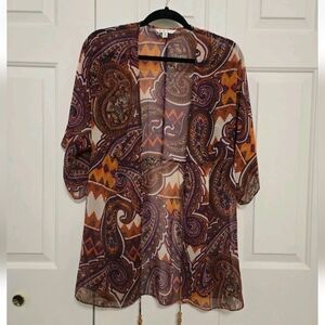 Cabi Epic Bohemian Front Tie Tunic Kimono Top Size Small
